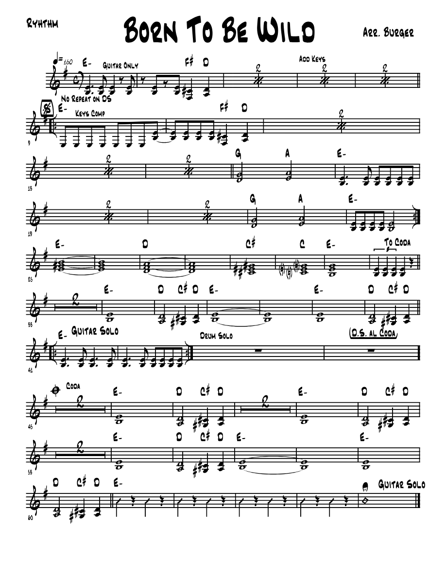 Born To Be Wild — sheet music preview