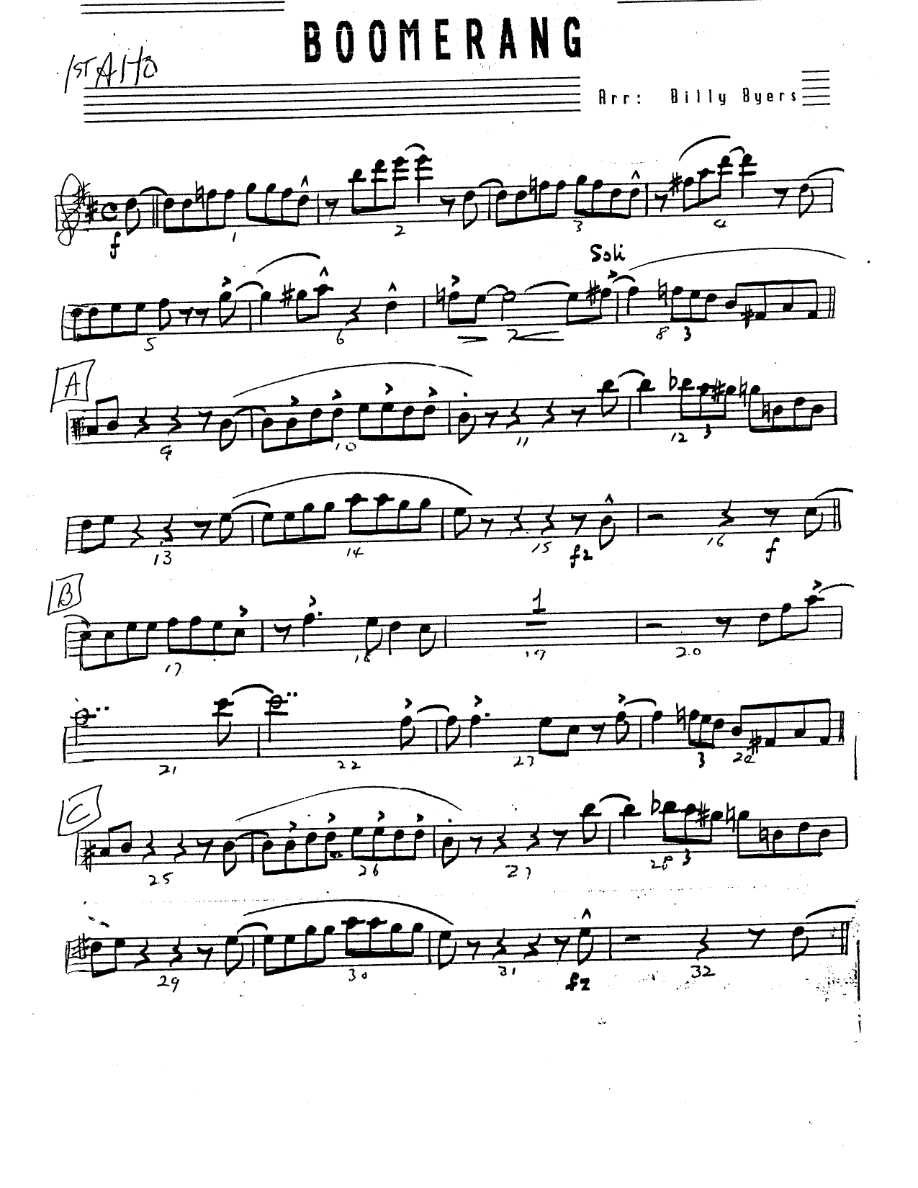 Boomerang (B.Byers) Ch.Barnet. MP3 — sheet music preview