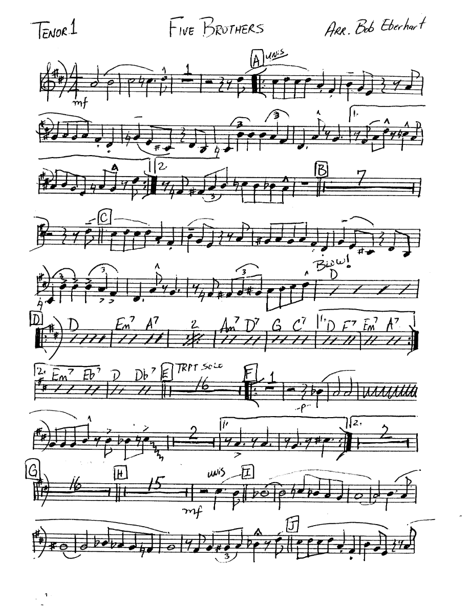 Five Brothers — sheet music preview